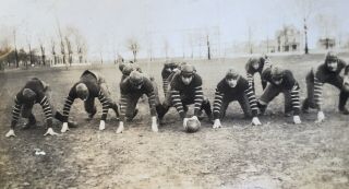 1910’s High School Football Team Players On Scrimmage Vintage Snapshot Photo