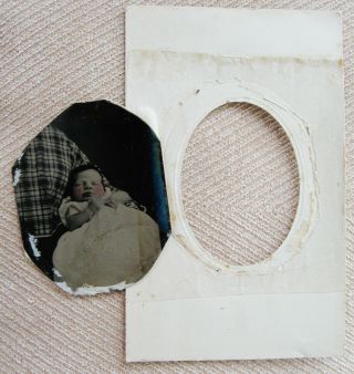 Tintype Photo Post Mortem ? Dead ? Or Sleeping Baby On Lap Of The Hidden Mother