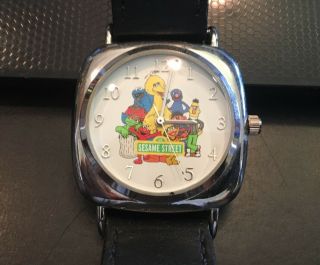 Sesame Street Sesame Workshop Watch,  35mm Case,  Black Leather Band,  Battery