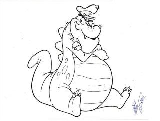 Disney Wuzzles Hand Drawn Inked Crocosaurus Signed Mickey Jordan Convention Art