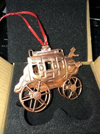 Wells Fargo Stage Coach Christmas Ornament.  Copper Metal -