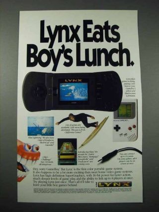 1990 Atari Lynx Video Game Ad - Eats Boy 