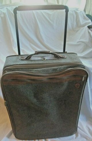 Hartmann Leather,  Tweed Luggage Suitcase Rollers 27 X 22 X 10 W/ Lock Vtg