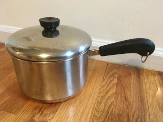 1985 - Vintage Revere Ware Copper - Bottomed 3 Quart Sauce Pan/pot W/lid