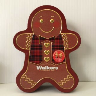 Walkers Scotland Gingerbread Shaped Biscuit Cookie Lidded Tin Novelty Empty