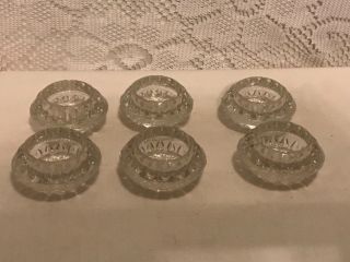 Set Of 6 Vintage Clear Cut Glass Starburst Pattern Open Salt Cellars Dips