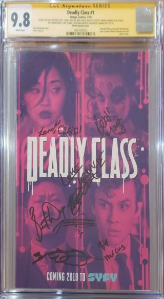 Deadly Class 1 Sdcc 2018 Photo Variant Cgc Ss 9.  8 Signed By 9 Cast Members Syfy