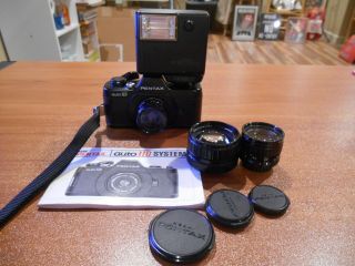 Vintage Asahi Pentax Auto 110 Film Camera W/ 18 24 50mm F/2.  8 Lens & Flash