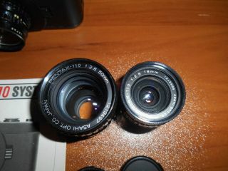 Vintage ASAHI PENTAX Auto 110 FILM CAMERA W/ 18 24 50mm F/2.  8 Lens & Flash 3