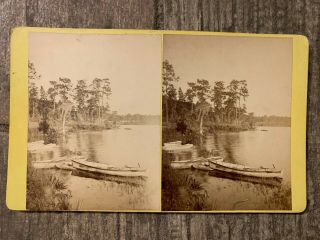 Florida Stereoview Lake View W/ Boats By J S Mitchell Of Jacksonville 1870s