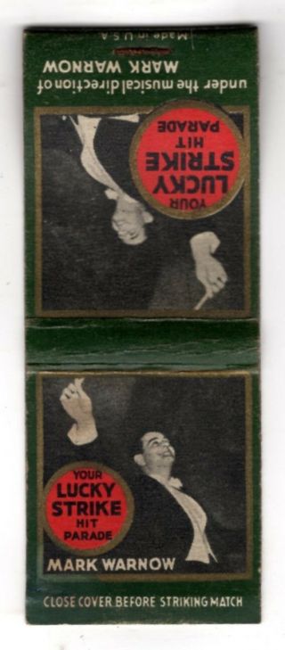 Mark Warnow Your Lucky Strike Hit Parade Vintage Matchbook Cover Dec - 8