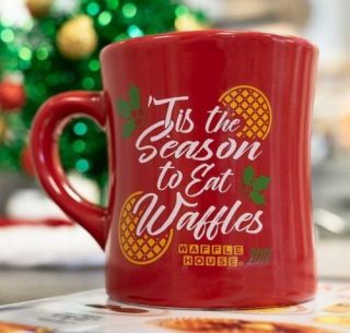 2018 Waffle House Red Mug Cup Yum Holiday Christmas Tuxton 