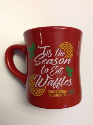 2018 Waffle House Red Mug Cup Yum Holiday Christmas Tuxton ' Tis the Season 3