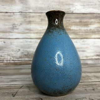 Small Ceramic Bud Vase Blue Brown Speckled Glaze 2