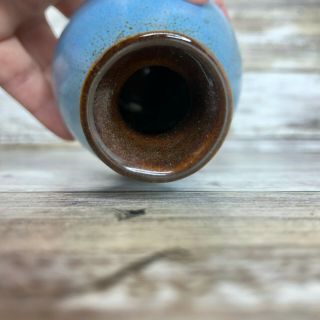 Small Ceramic Bud Vase Blue Brown Speckled Glaze 3