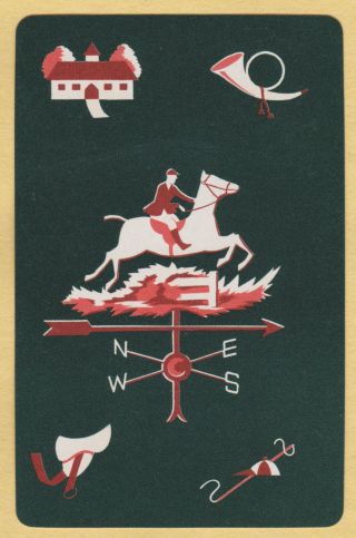 1 Single Vintage Swap/playing Card Horse Rider Wind Vane Id 
