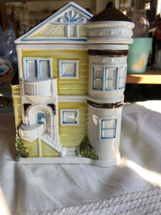 Otagiri Yellow Victorian House 6 " Small Canister Vintage Kitchen