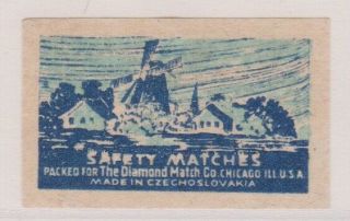 Old Matchbox Label Czechoslovakia For Usa Diamond Match Co,  Village