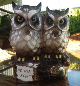 Vintage Japanese Made Ceramic Owl Money Box 5440