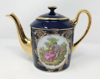 Cobalt Blue & Gold 22k.  " Imperia Limoges " Made In France 5 " Tea Pot