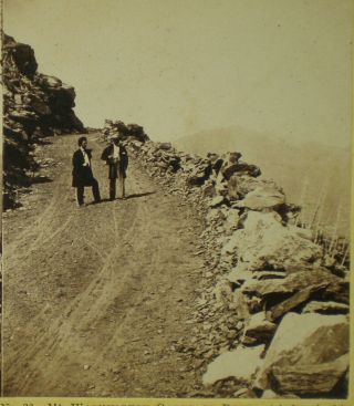 Vintage Stereoview People On Mt.  Washington,  Nh Road With 1865 Revenue Stamp