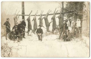 Deer,  Rabbit & Fox Hunters With Shotguns & Rifles Kruxo Rppc Real Photo C.  1910