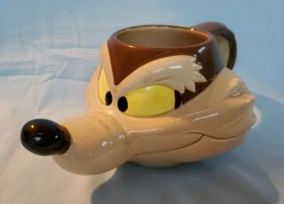 Vintage 1989 Looney Tunes Wile E.  Coyote Wiley Head 3d Character Mug Cup Ceramic