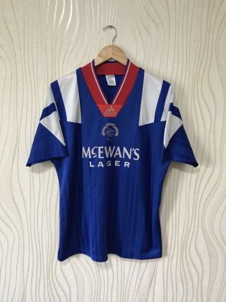 Glasgow Rangers 1992 1994 Home Football Soccer Shirt Jersey Adidas Vintage