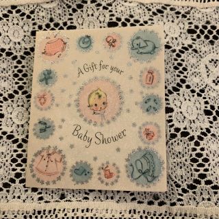 Vintage Greeting Card Baby Shower Gift Layette Pink Blue