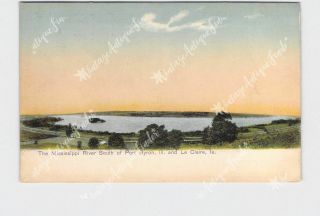Ppc Postcard Iowa Le Claire & Port Byron Illinois Mississippi River View Hand - Co