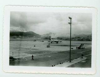 Vintage Photograph Hong Kong Kai Tak Airport Airplane On Tarmac