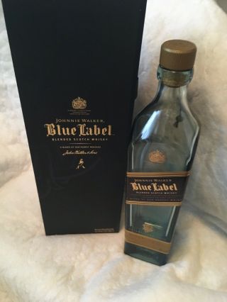 Johnnie Walker Blue Label Blended Scotch Whiskey Box And Empty Bottle