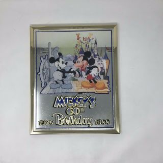 Vintage Walt Disney Mickey Mouse 60th Birthday 1928 - 1988 Picture Frame Mirrored