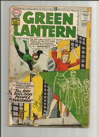 Green Lantern 7 1961 Dc Comics Key Issue 1st App.  Sinestro Signed By Joe Giella