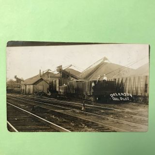 Delanson York Ny Rppc Postcard 1910 Railroad Tracks Coal Piles