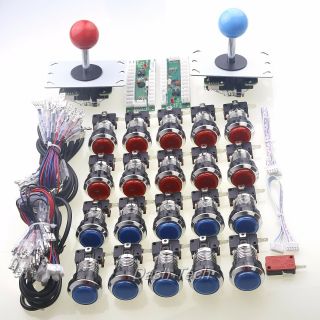 Arcade Mame Diy Parts Kits 20x Chrome Led Button,  2x Joystick,  2x Usb Encoder