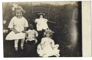 Black Americana Postcard Real Photo Young Girl Playing With Her Black Doll