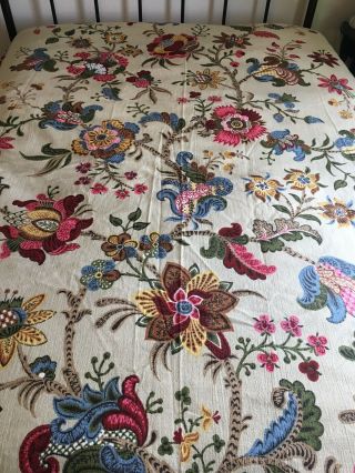 Vintage Bates Mid Century Floral/ Fringed Double/full Bedspread