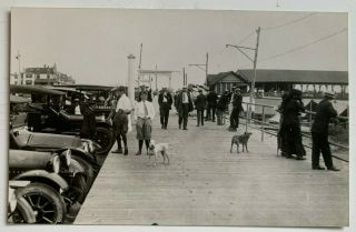Nj Rppc Postcard Cape May Boardwalk Arch Vintage Autos Pavilion Building Reprint