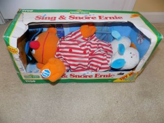 Vintage 1996 Tyco Sesame Street Sleep & Snore Ernie W/original Box