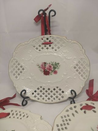 Formalities By Baum Bros Decorative Plates Victorian - Rose - Pattern 3 Piece Set