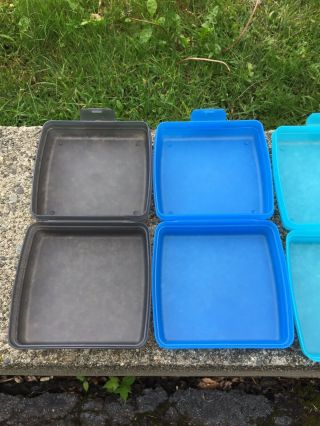 Tupperware Set Of 4 Colorful Square Sandwich Keeper Container Boxes 1pc Hinged
