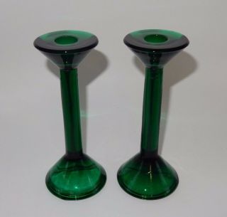 Set Of 2 Emerald Green 6 - 3/4 " Candle Stick Holders