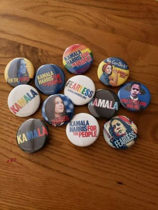 Set Of 12 Kamala Harris For President 2020 1.  5 Inch Buttons Pinbacks Pins
