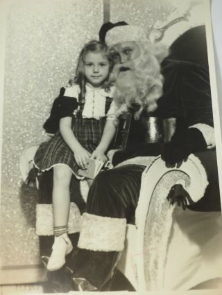 My Photo With Santa Claus B&w 5 X 7 " Circa 1950