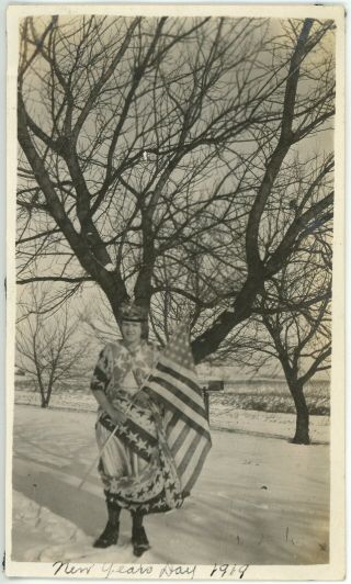 1919 Photo Ia Iowa Sac City Girl Elma Hawks Patriotic Year 