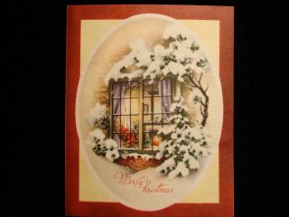 Vintage " Window Christmas Scene " Christmas Greeting Card