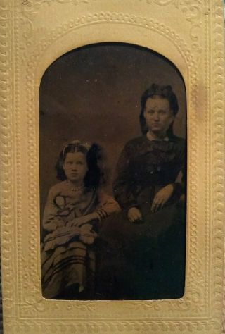 Tintype Of Girl Holding A China Head Doll Ca 1860 - 70 