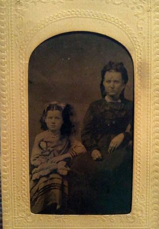 Tintype of girl holding a china head doll ca 1860 - 70 ' s 3