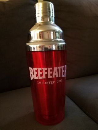 Beefeater Imported Gin Coctail Drink Shaker Bottle Cup Stainless Steel Red Rare